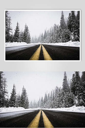 雪景公路风景图片