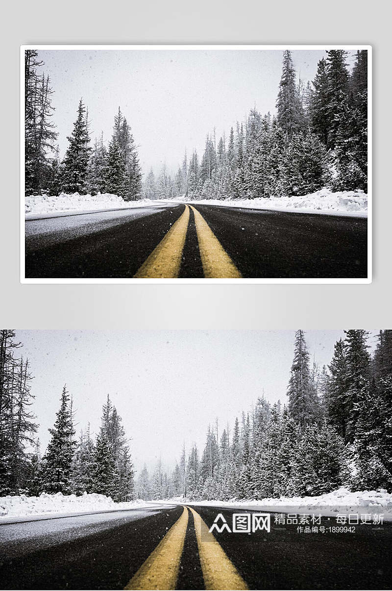 雪景公路风景图片素材