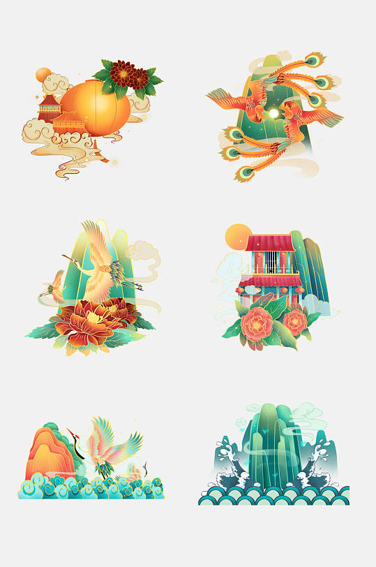 国风吉祥如意国潮免抠设计元素