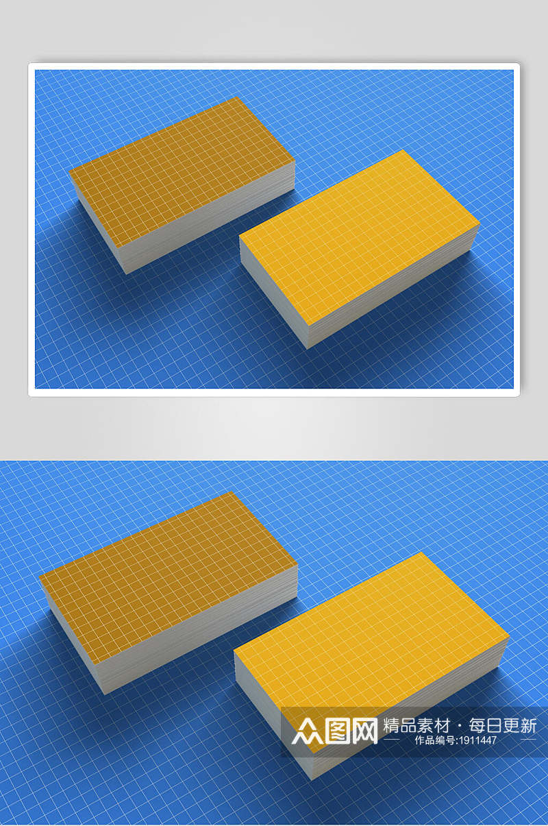 黄色卡片名片样机效果图素材