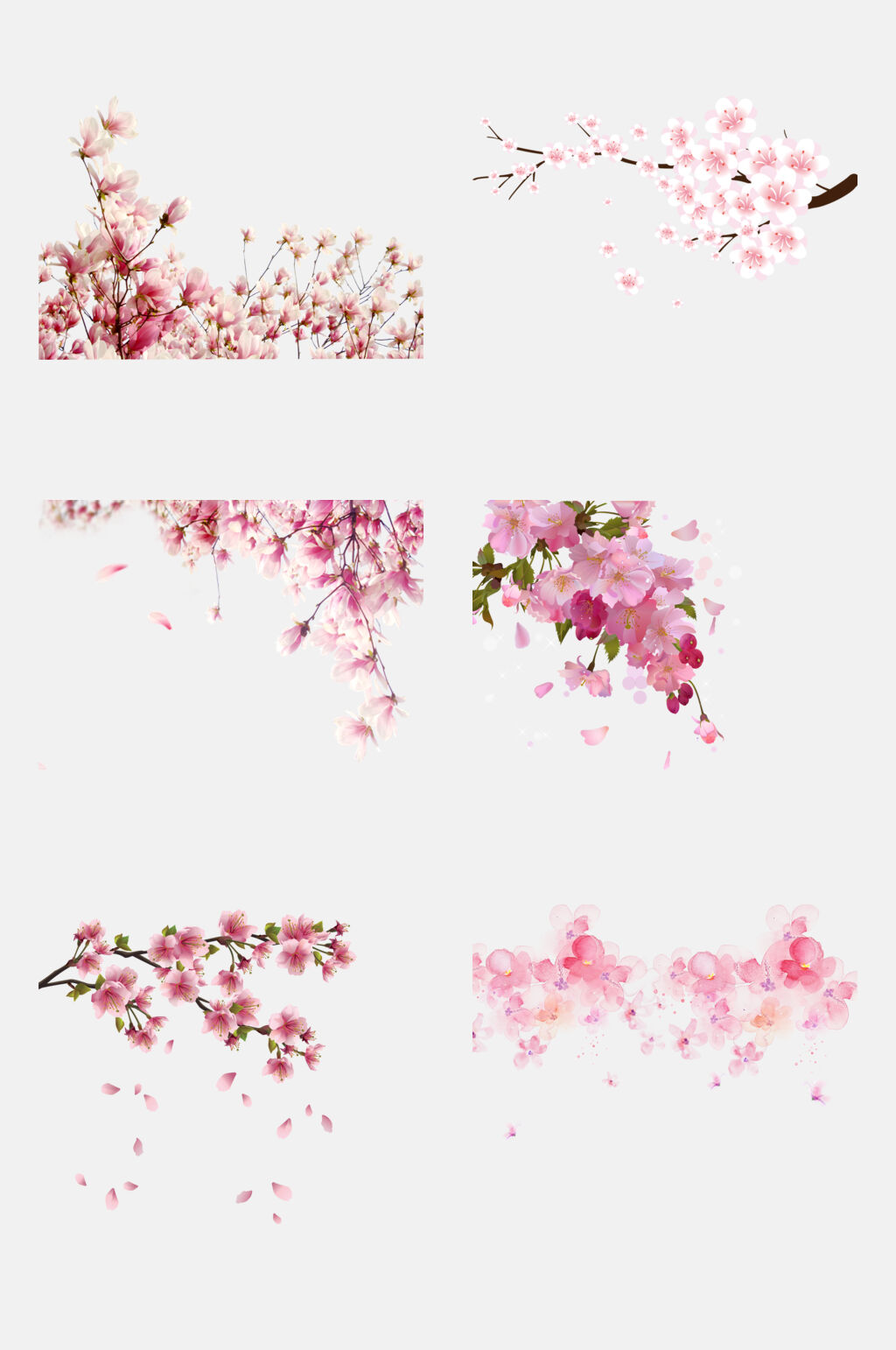 淡雅唯美樱花花海花卉免抠设计元素素材