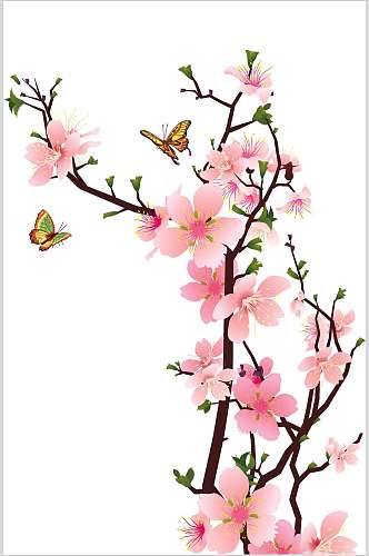 春季蝴蝶花朵桃花免抠设计素材