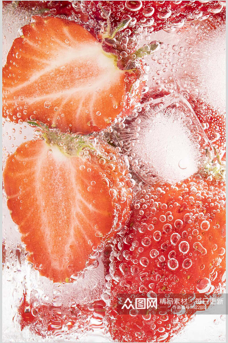 清凉水润冰镇水果草莓图片素材