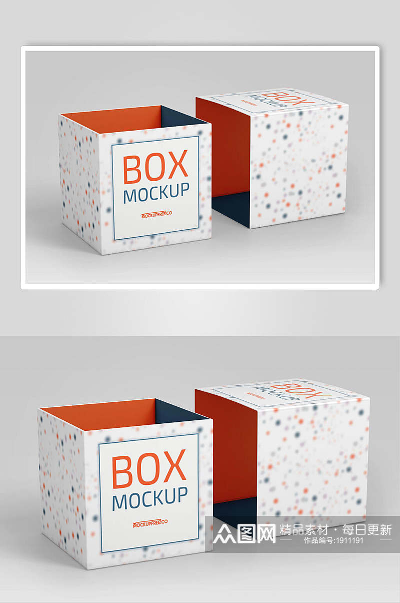 清新高端礼品盒包装样机效果图素材