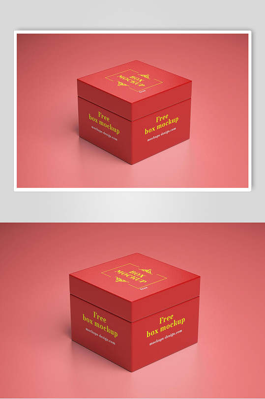 喜庆红色礼品盒包装样机效果图