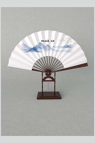 中国风折扇LOGO展示样机效果图