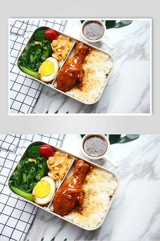 雞腿飯快餐攝影圖片