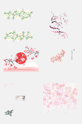 日式唯美樱花花海免抠设计元素