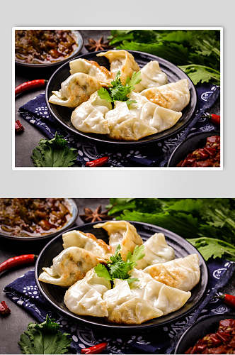 美味诱人水饺饺子摆盘图片