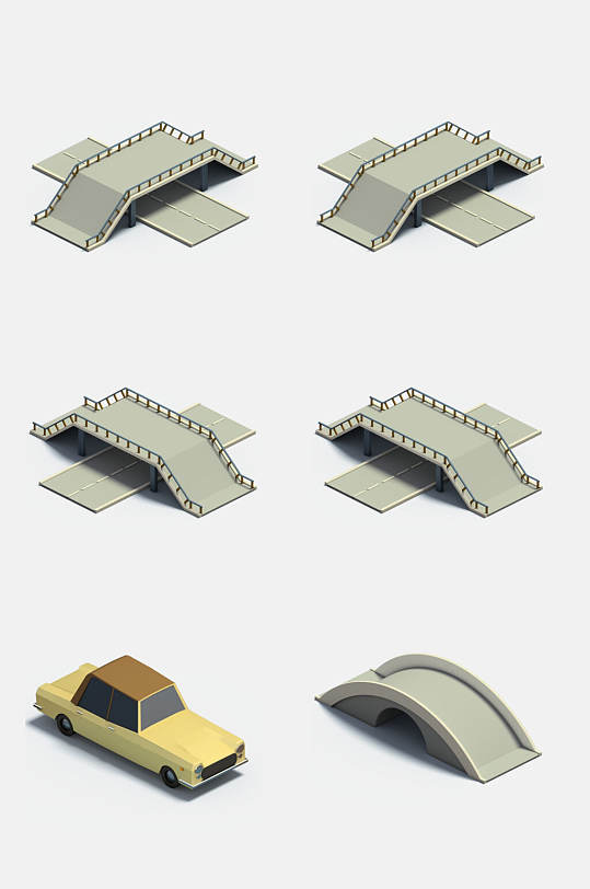 立体人行天桥免抠设计元素