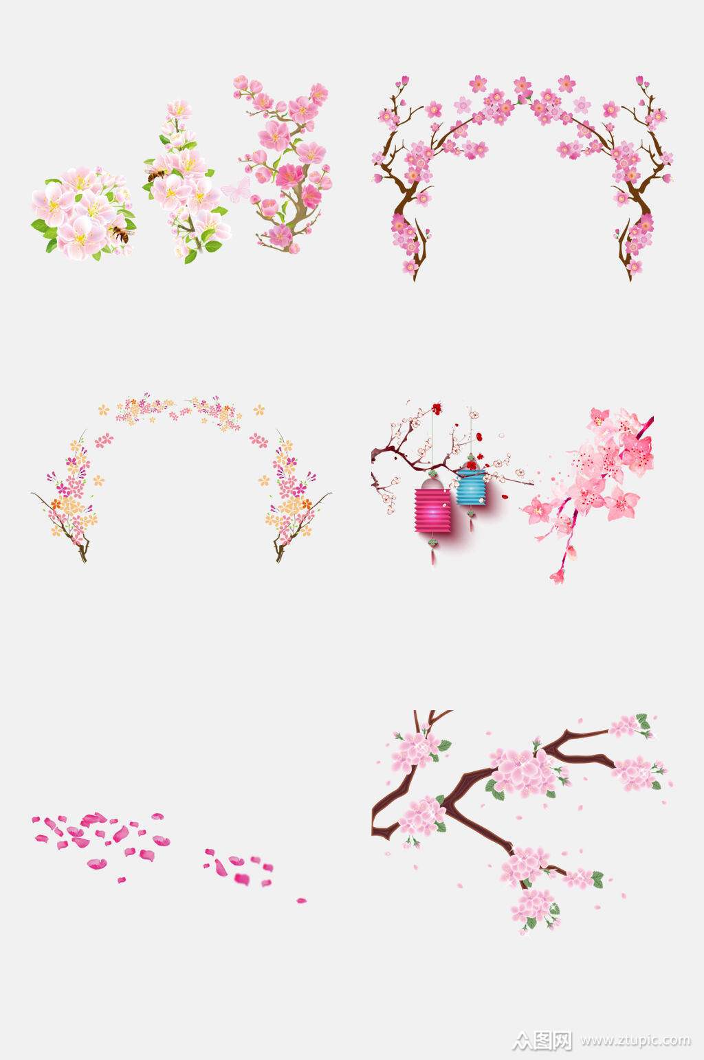 清新唯美樱花免抠设计元素模板下载-编号1903330-众图网