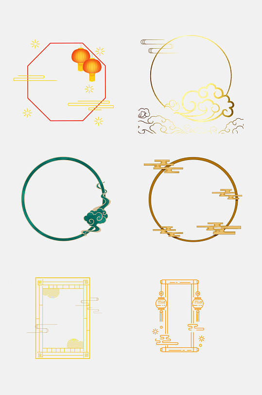 国风灯笼中国风边框免抠设计元素