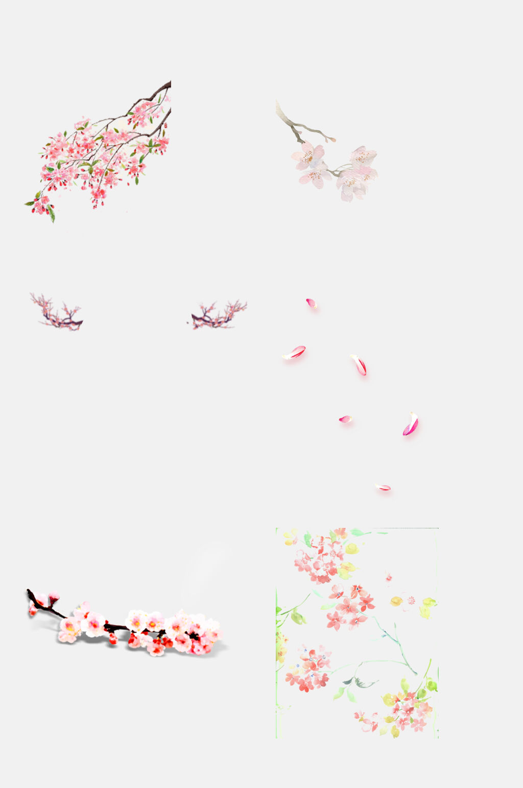 极简唯美樱花花瓣免抠设计元素素材