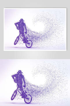 骑自行车表演粒子剪影设计素材