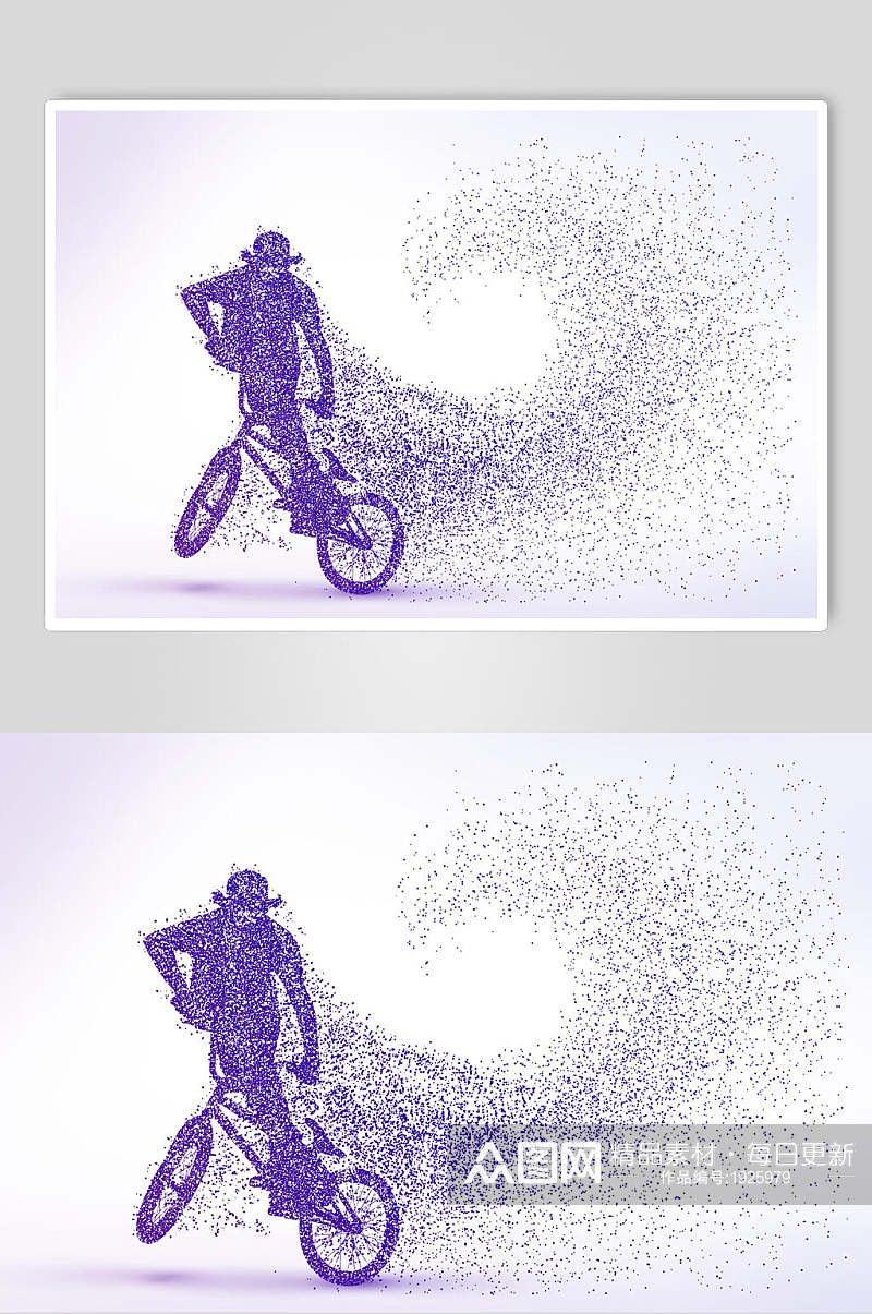 骑自行车表演粒子剪影设计素材素材
