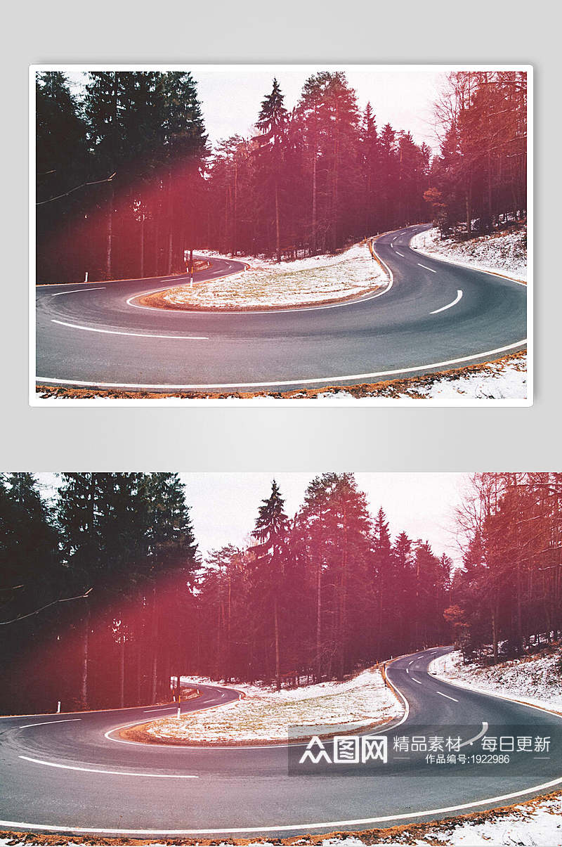 S型构图公路弯曲风景图片素材