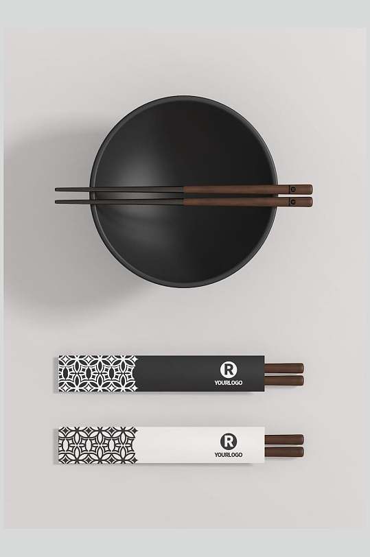 黑色筷子餐具样机效果图