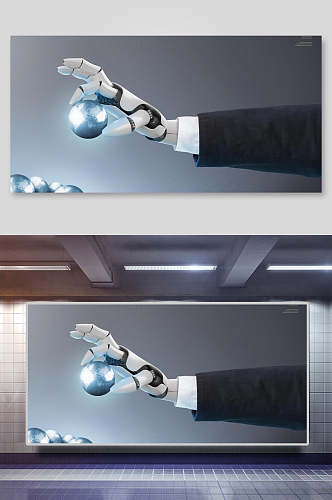 立体机器人人工智能科技背景素材