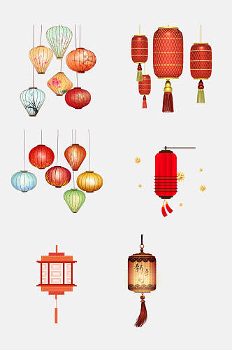 中国风彩灯灯笼灯花免抠设计元素