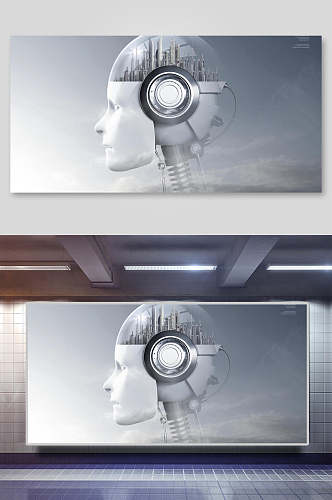 灰色背景人工智能科技背景展板