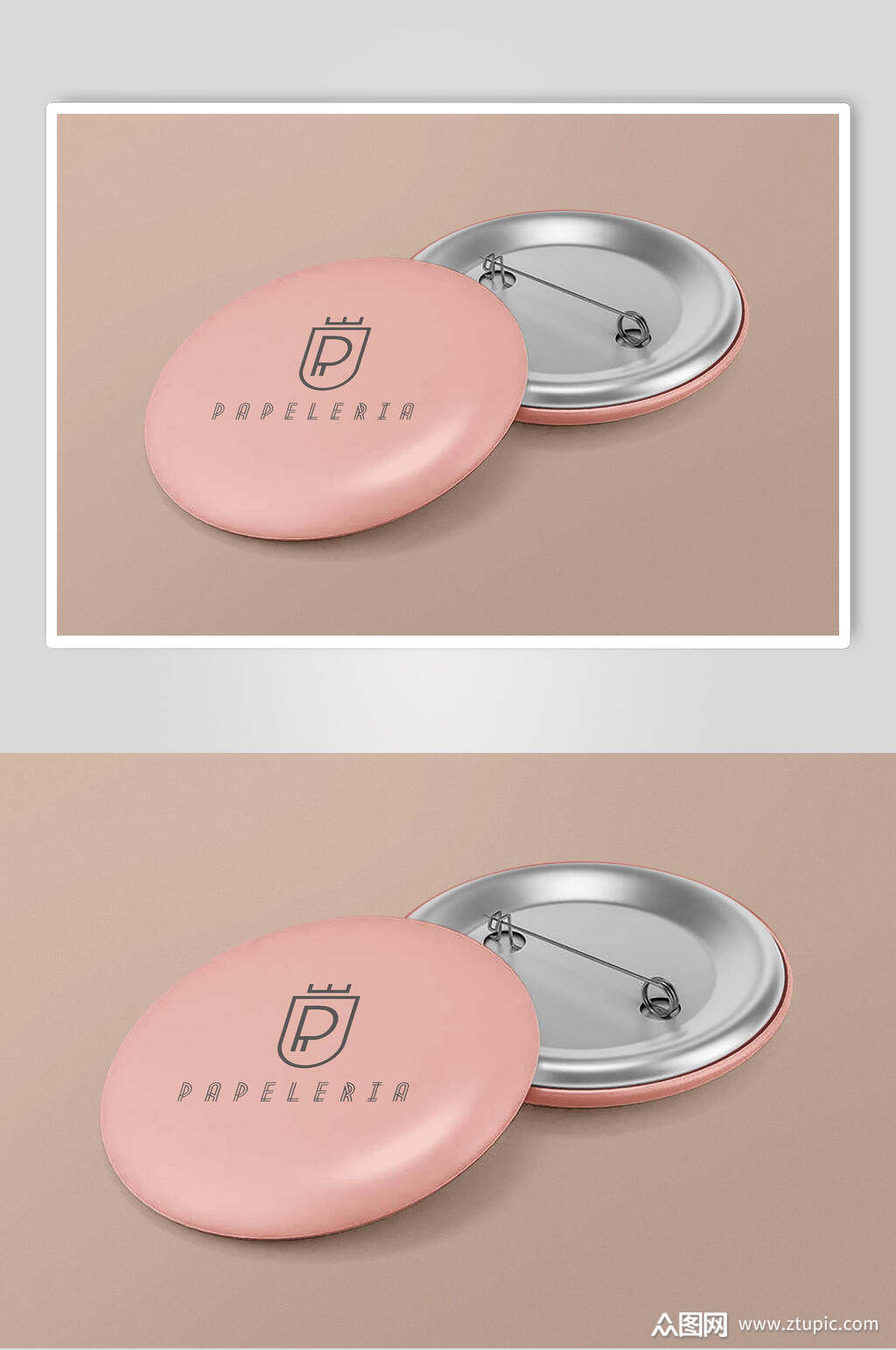 文创粉色胸针样机设计