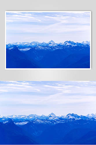 唯美浪漫清冷蓝色远处山顶风景图片