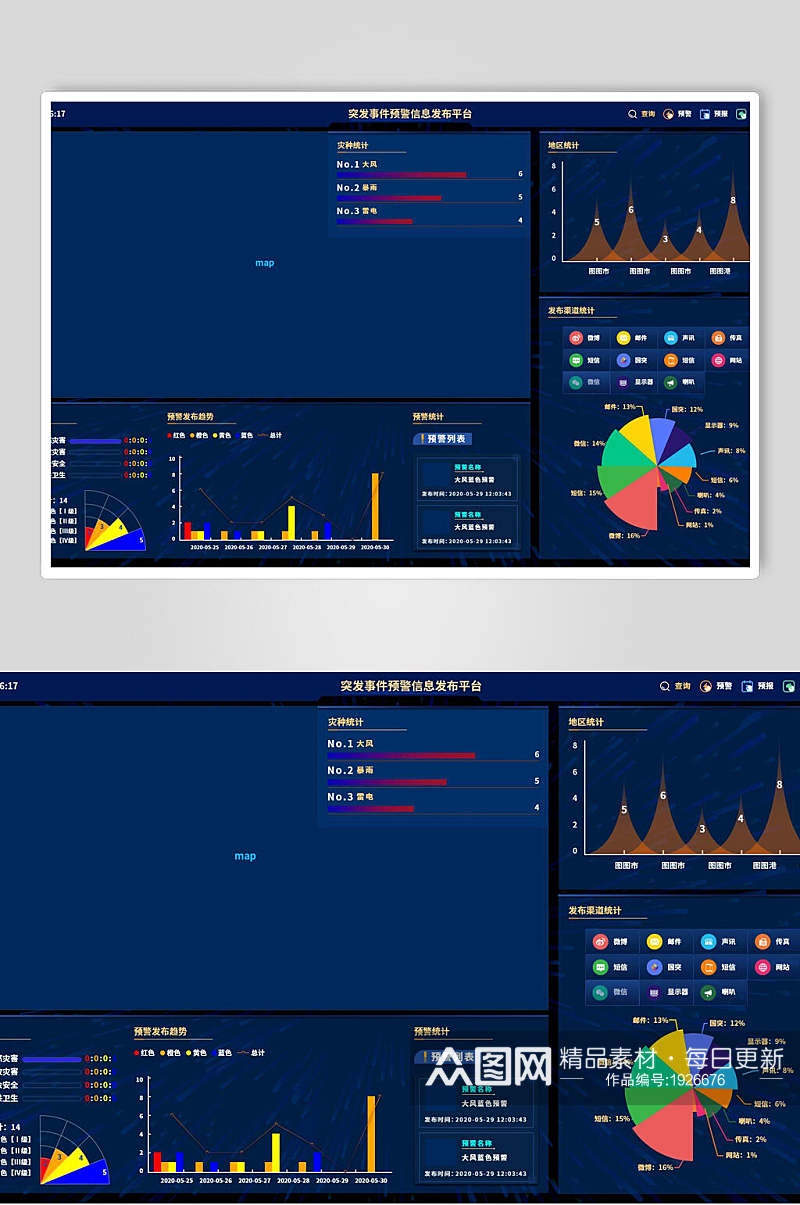 突发事件预警信息发布平台数据展示管理系统登录页面设计元素素材