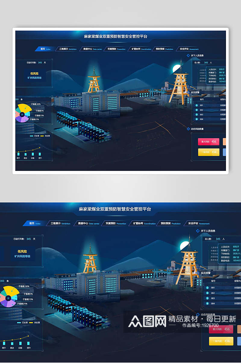 双重预防智慧安全管理平台数据展示管理系统登录页面设计元素素材