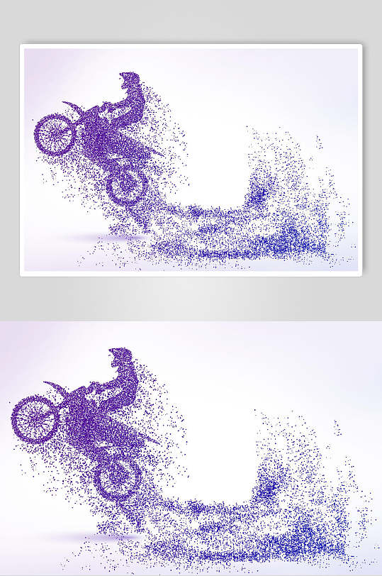 炫酷摩托车越野粒子剪影设计素材