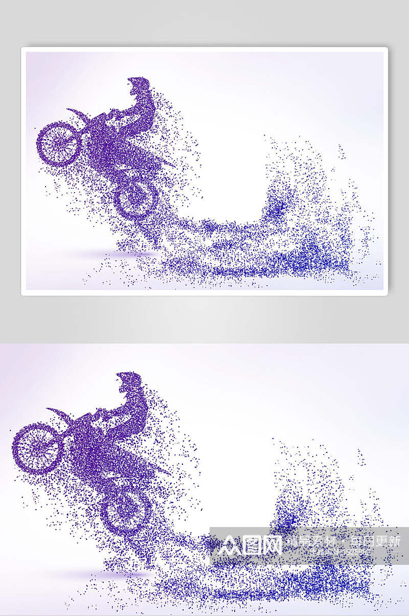 炫酷摩托车越野粒子剪影设计素材素材