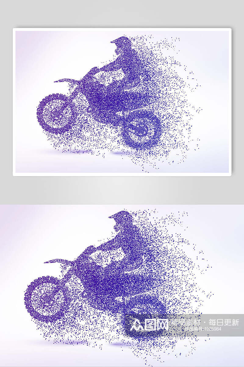 骑摩托车粒子剪影设计素材素材