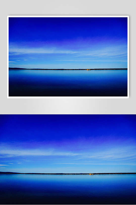蓝色水平线天空水面风景图片