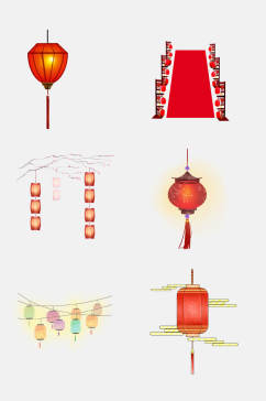中国风特色灯笼灯花免抠设计元素