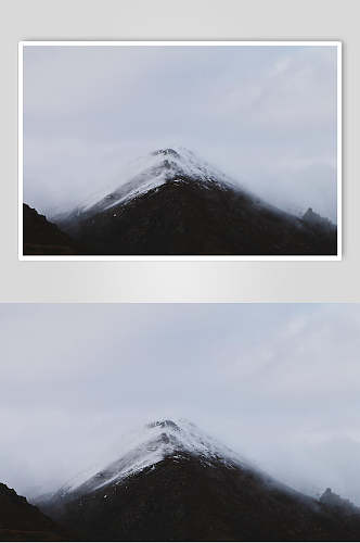 压抑灰色雪山风景图片