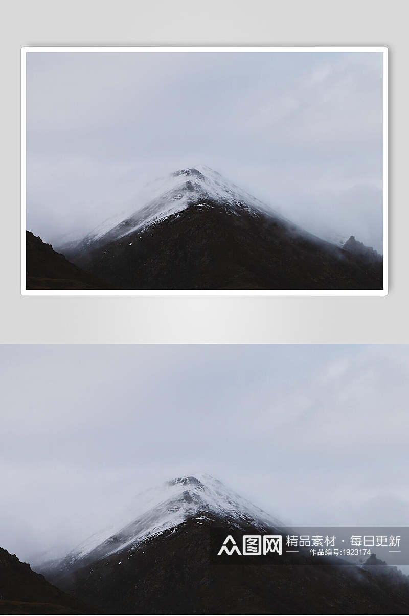 压抑灰色雪山风景图片素材
