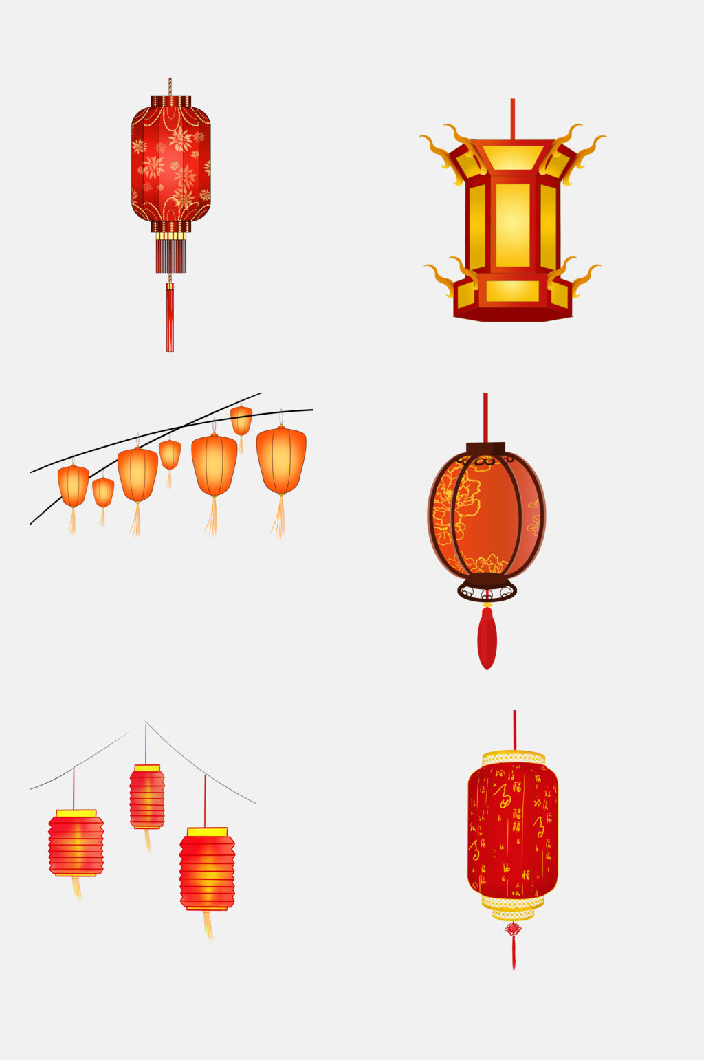 中国风大气灯笼灯花免抠设计元素素材
