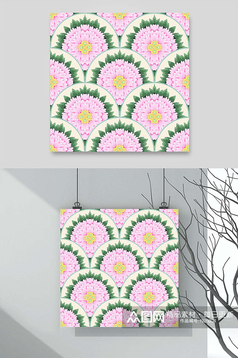 粉色创意植物牡丹花插画矢量素材素材