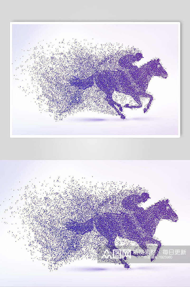 骑马粒子剪影设计素材素材