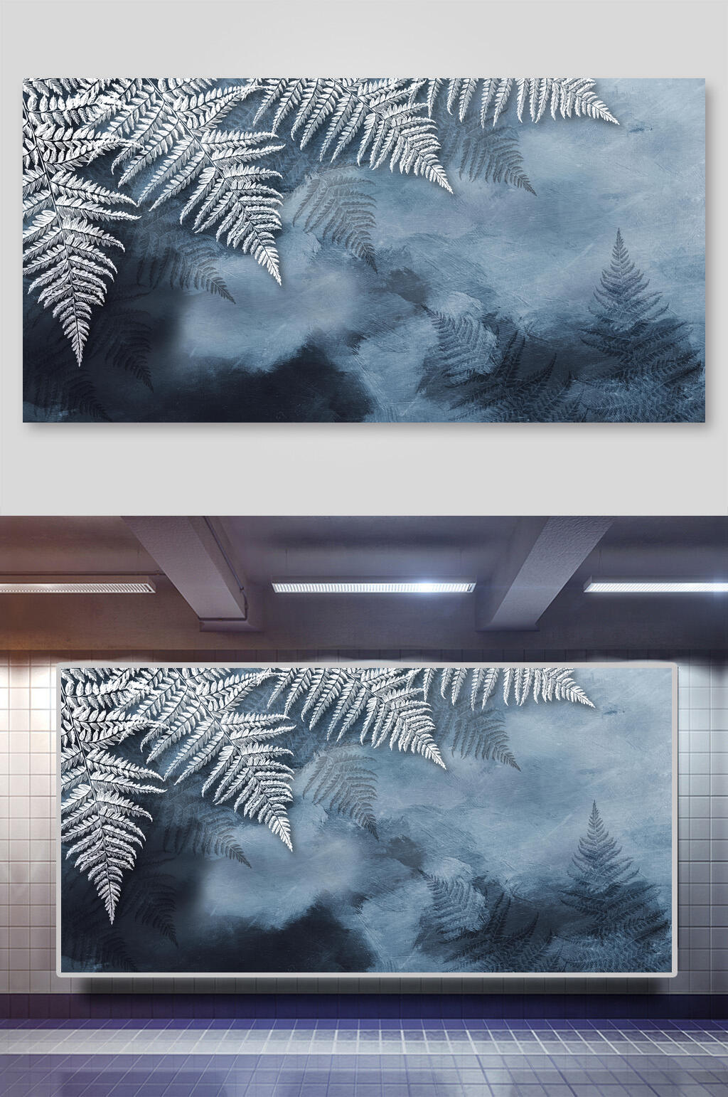 烟雾水彩风热带植物火烈鸟背景素材素材
