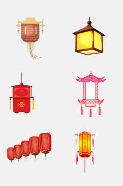 中式创意灯笼灯花免抠设计元素