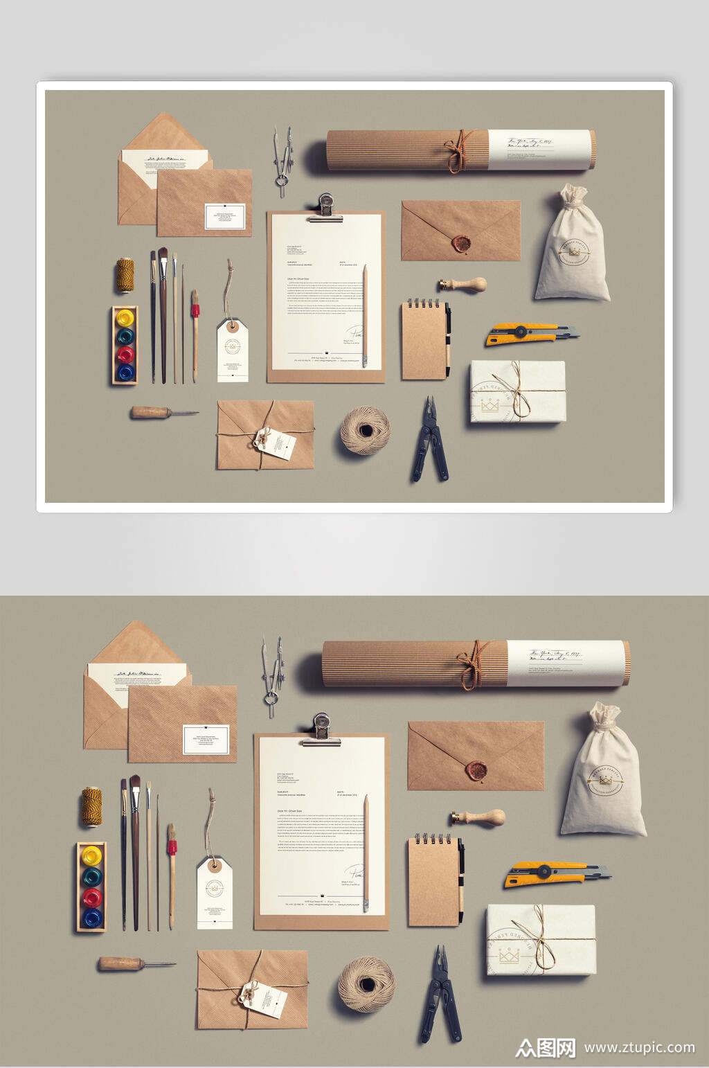 清新简洁牛皮纸整套vi样机设计模板下载-编号1927160-众图网