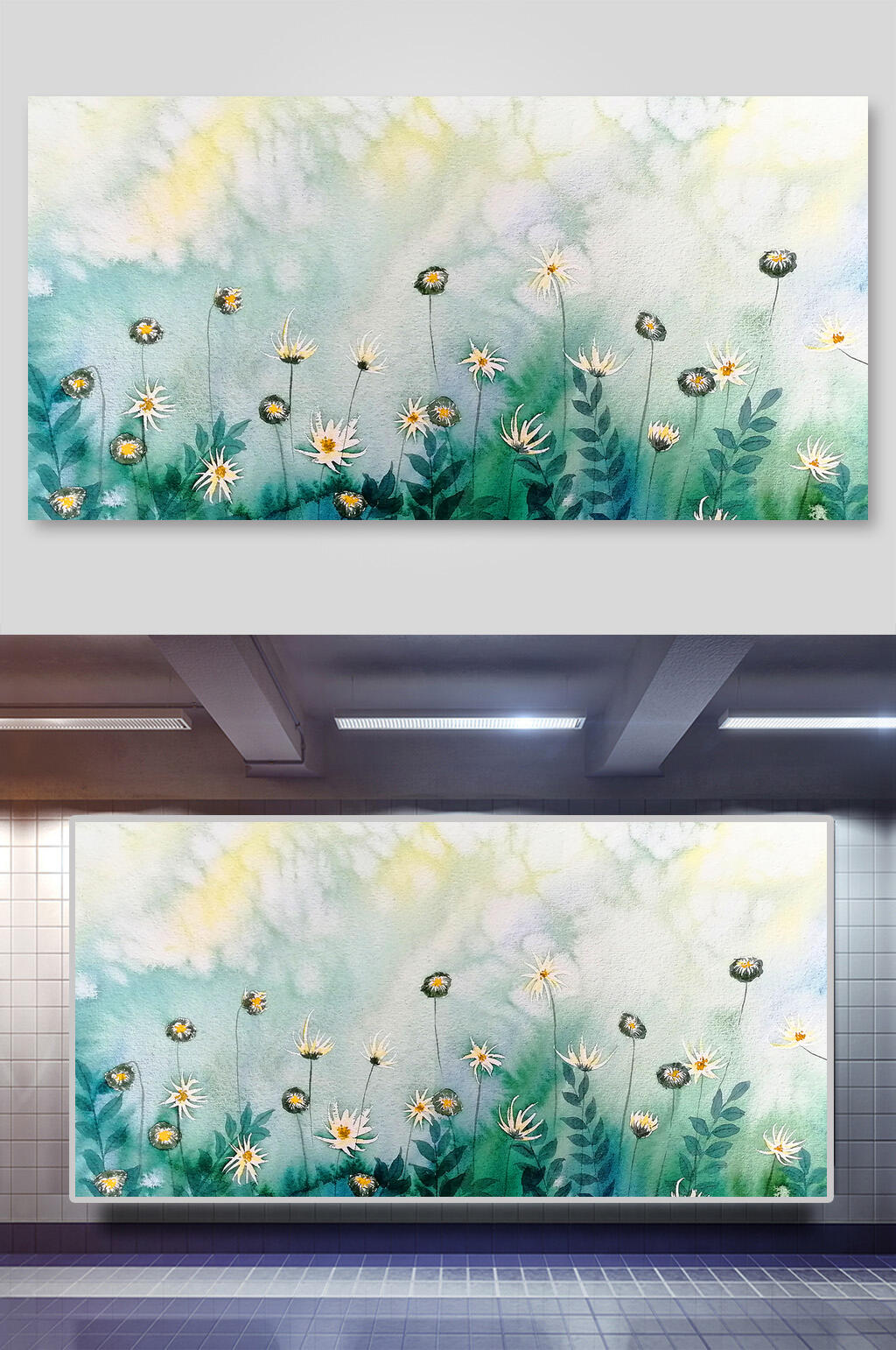 清新淡雅热带植物火烈鸟背景素材素材