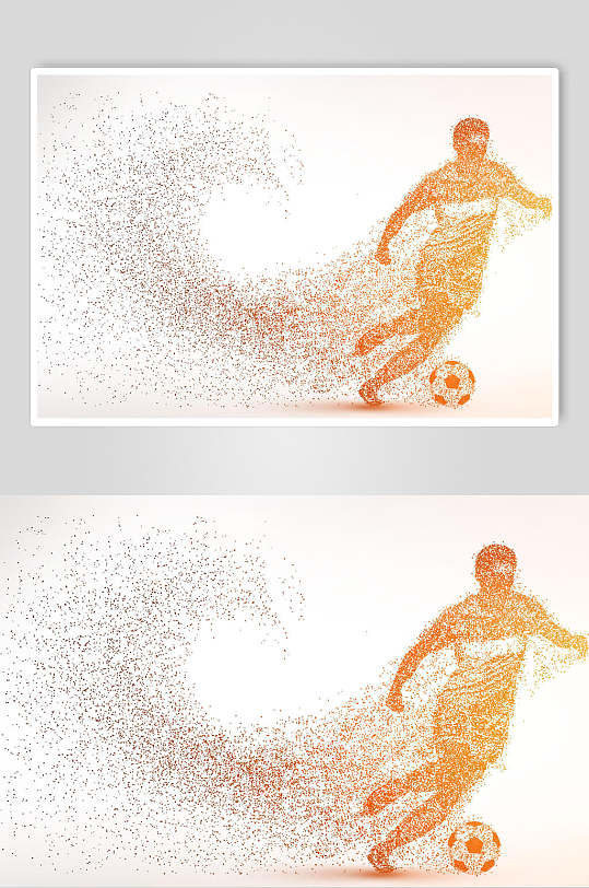金色踢足球粒子剪影设计素材