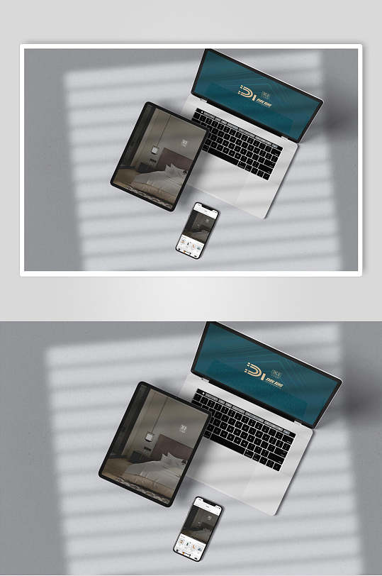 品牌酒店笔记本电脑平板手机样机效果图