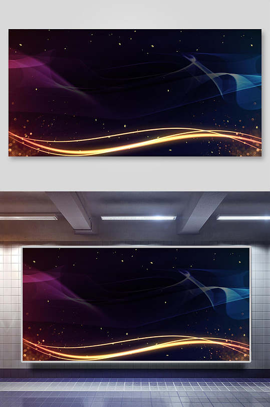 金色线条黑色背景黑金企业会议年会背景展板-众图网