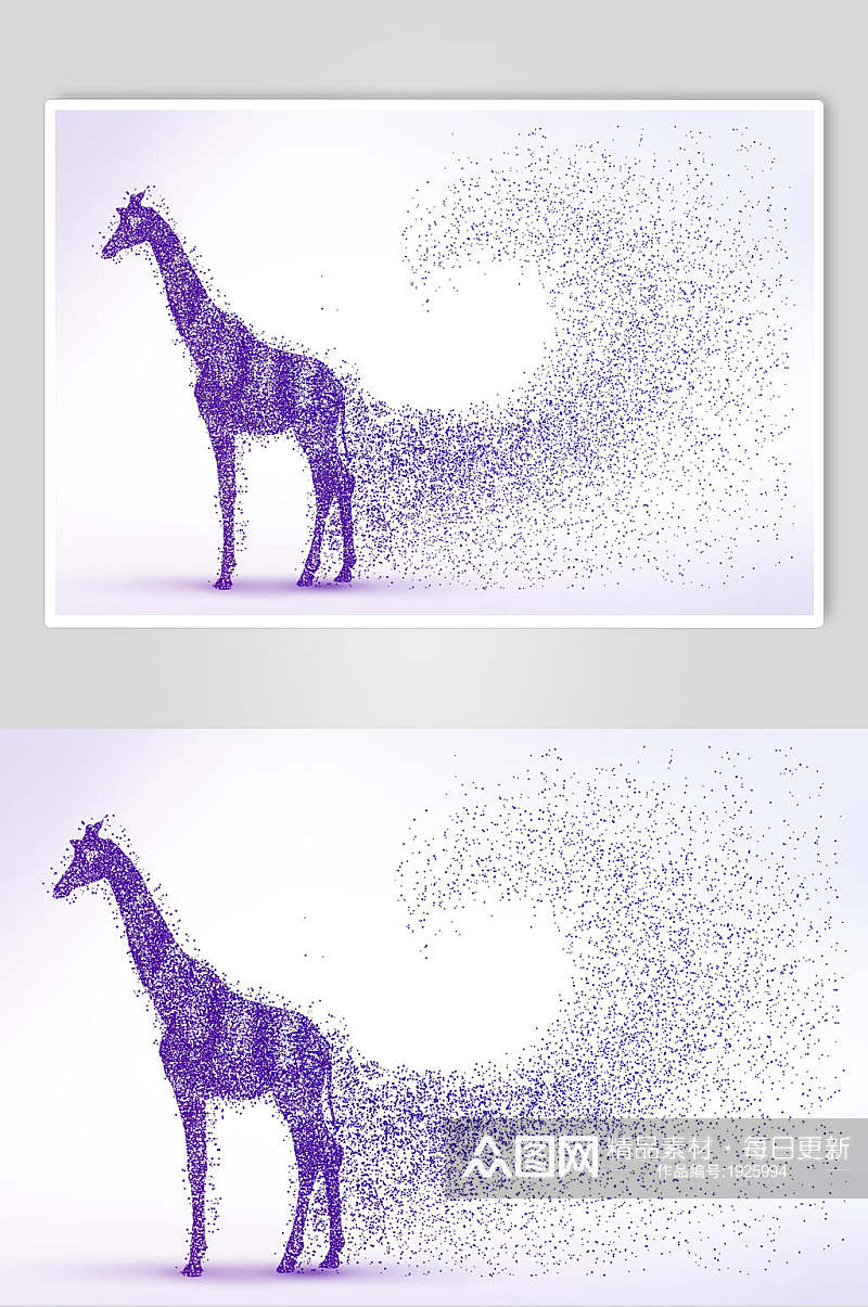 长颈鹿粒子剪影设计素材素材