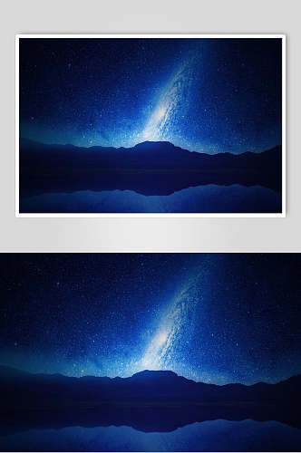深蓝色星空湖泊风景图片
