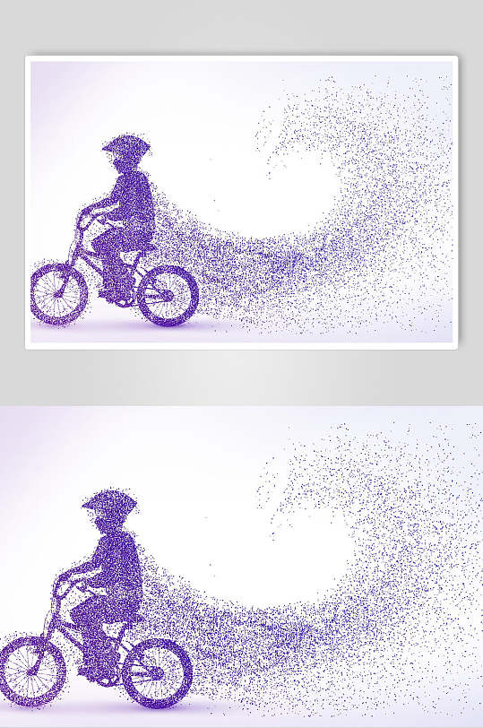骑自行车粒子剪影设计素材