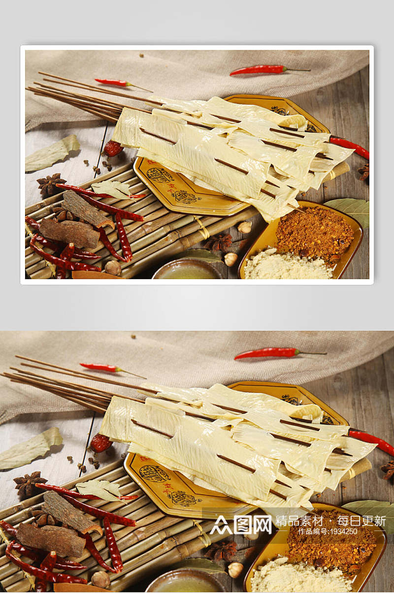 豆腐皮烧烤串串美食图片素材