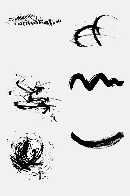 毛笔墨迹免抠设计元素涂鸦涂改墨迹
